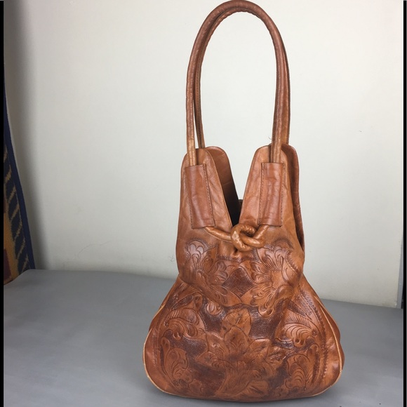 Handbags - Mexican tooled faux leather unique shoulder bag